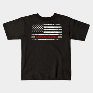 Climate Change Is Real Vote Illustration American Flag distressed style gift Kids T-Shirt